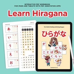 Hiragana-werkmap voor iPad en tablet, digitaal werkboek Japans, Hiragana-sjabloon