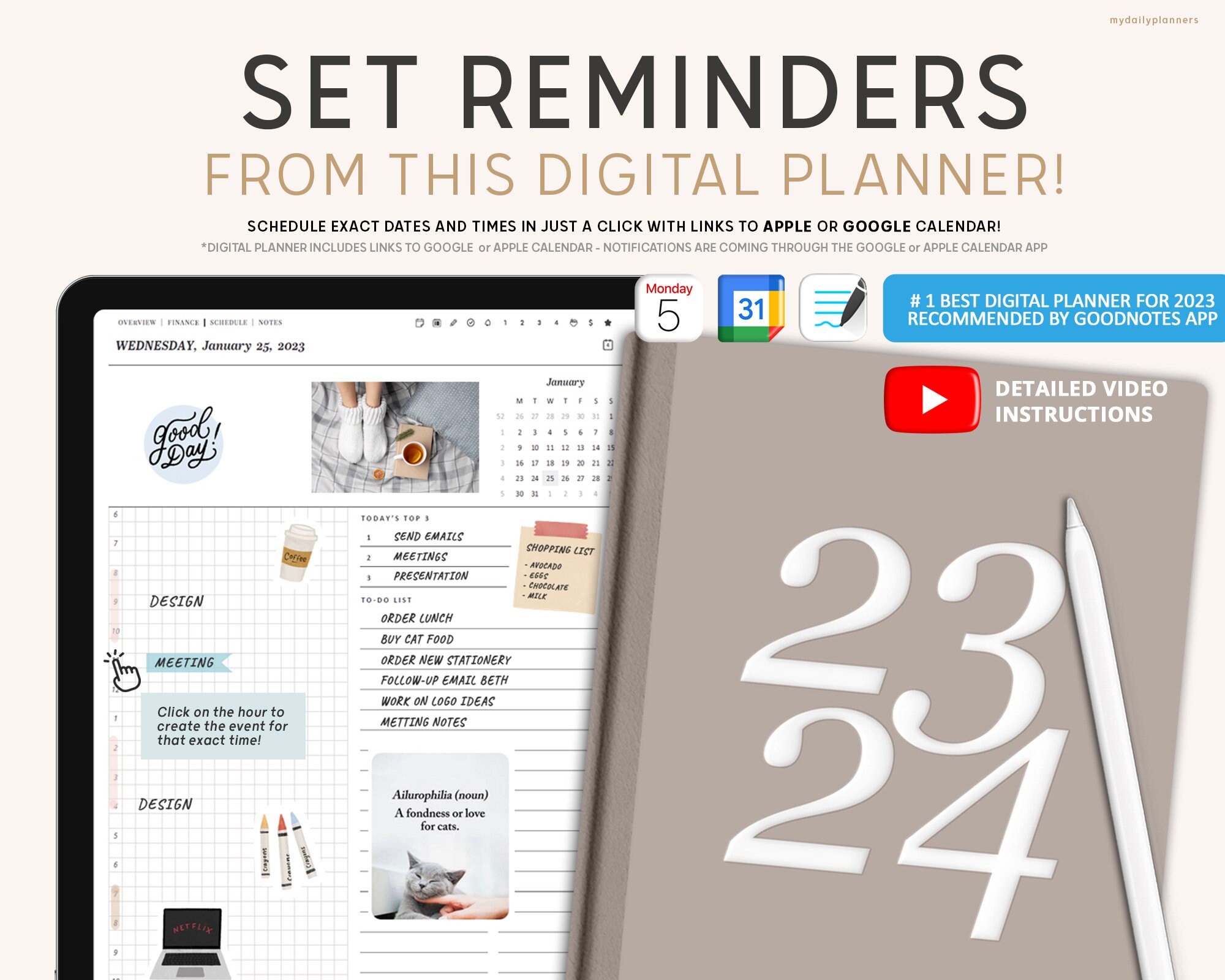 Goodnotes Planner With Links to Apple or Google Calendar - Etsy