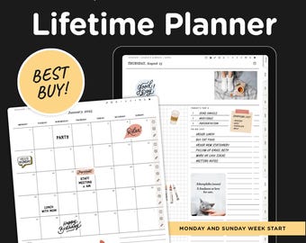 Agenda digital de por vida con actualizaciones gratuitas - Sin fechas, compatible con GoodNotes, iPad y tabletas.