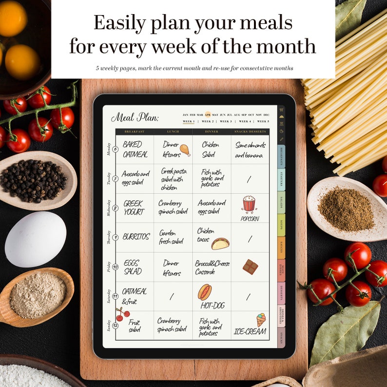 Digital Recipe Book for iPad | Goodnotes Recipes Ipad, Digital Meal ...