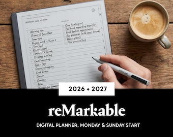 reMarkable 1,2, Paper Pro, 2026-2027 Digital Planner