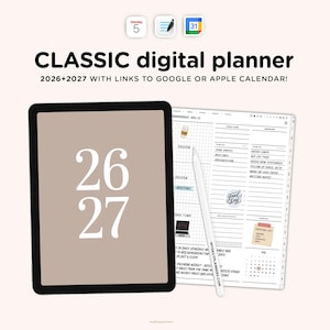 2026-2027 Digital Planner with Calendar Integration | Goodnotes, Samsung Notes