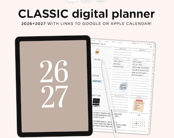 2026-2027 Digital Planner with Calendar Integration | Goodnotes, Samsung Notes