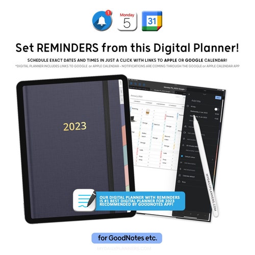 Portrait Digital Planner With Links to Apple Calendar Google - Etsy