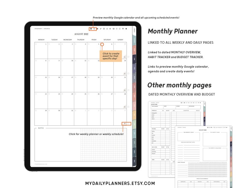 Digital Student Planner With Google Calendar Links to Set Etsy