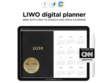 2024 Simple Digital Planner with Notifications, Goodnotes planner digital , good note template, ipad pro planner landscape