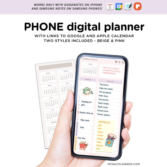 2026 2027 Digital Phone Planner – GoodNotes & Samsung Notes Compatible