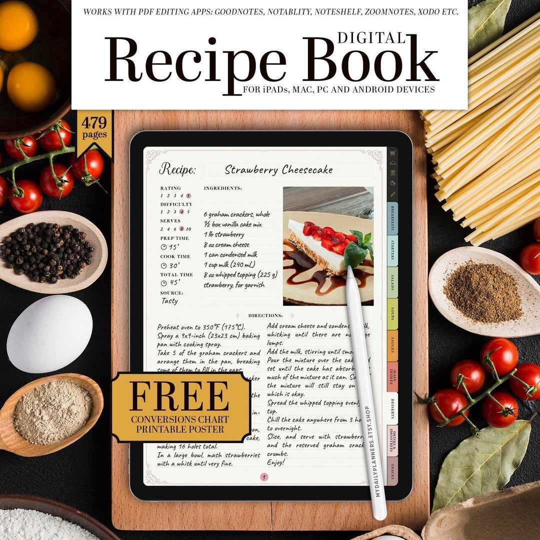 Digital Recipe Book for iPad Goodnotes Recipes Ipad, Digital Meal