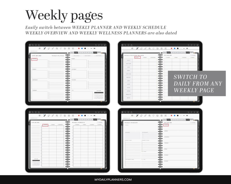 Digital Planner ipad planner Goodnotes template Minimal Etsy