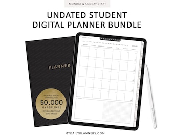 Student Undated Digital Planner, Goodnotes, ipad planner, Academic | Notability, Hyperlinked, pdf, ipad pro