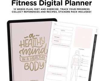 Digital fitness planner, fitness planner ipad Workout planner, Goodnotes, meal planner ipad, ipad fitness tracker, diet plan digital
