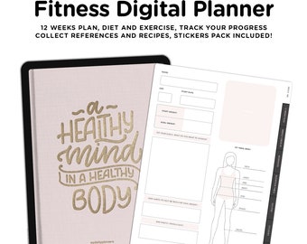 Digital träningsplanerare, träningsplanerare iPad Träningsplanerare, Goodnotes, måltidsplanerare iPad, iPad fitnesstracker, digital kostplan
