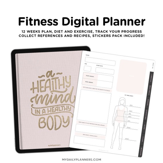 Digital fitness planner, fitness planner ipad Workout planner, Goodnotes, meal planner ipad, ipad fitness tracker, diet plan digital