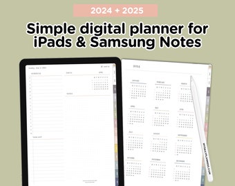 2024-2025 Digital Planner for  Goodnotes and Samsung Notes, iPad Planner template, Minimal Simple Portrait Vertical, Digital Bujo