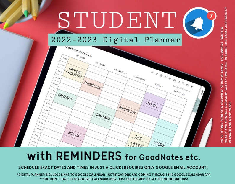 Digital Student Planner With Google Calendar Links to Set Etsy