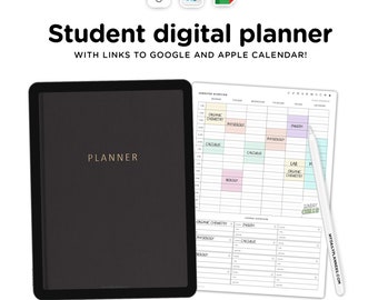 Digital Student Planner with links to set Notifications, Goodnotes Student Planner,college digital planner, note taking template