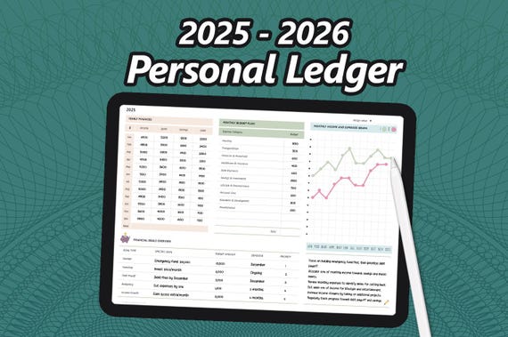 Digital Budget Tracker | Personal Finance Planner for iPad & Tablet | PDF Budgeting Ledger for GoodNotes  etc.
