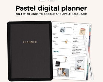 2024 Digital Planner with links to Apple or Google Calendar, Featured by GoodNotes, Digital Planner iPad, Samsung Notes Planner