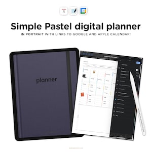 2025-2026 Portrait Vertical Digital planner with links to Apple Calendar, Google Calendar, Digital planner Goodnotes and other pdf apps