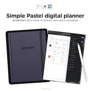 Portrait Vertical Digital planner with links to Apple Calendar, Google Calendar, 2024 Digital planner Goodnotes