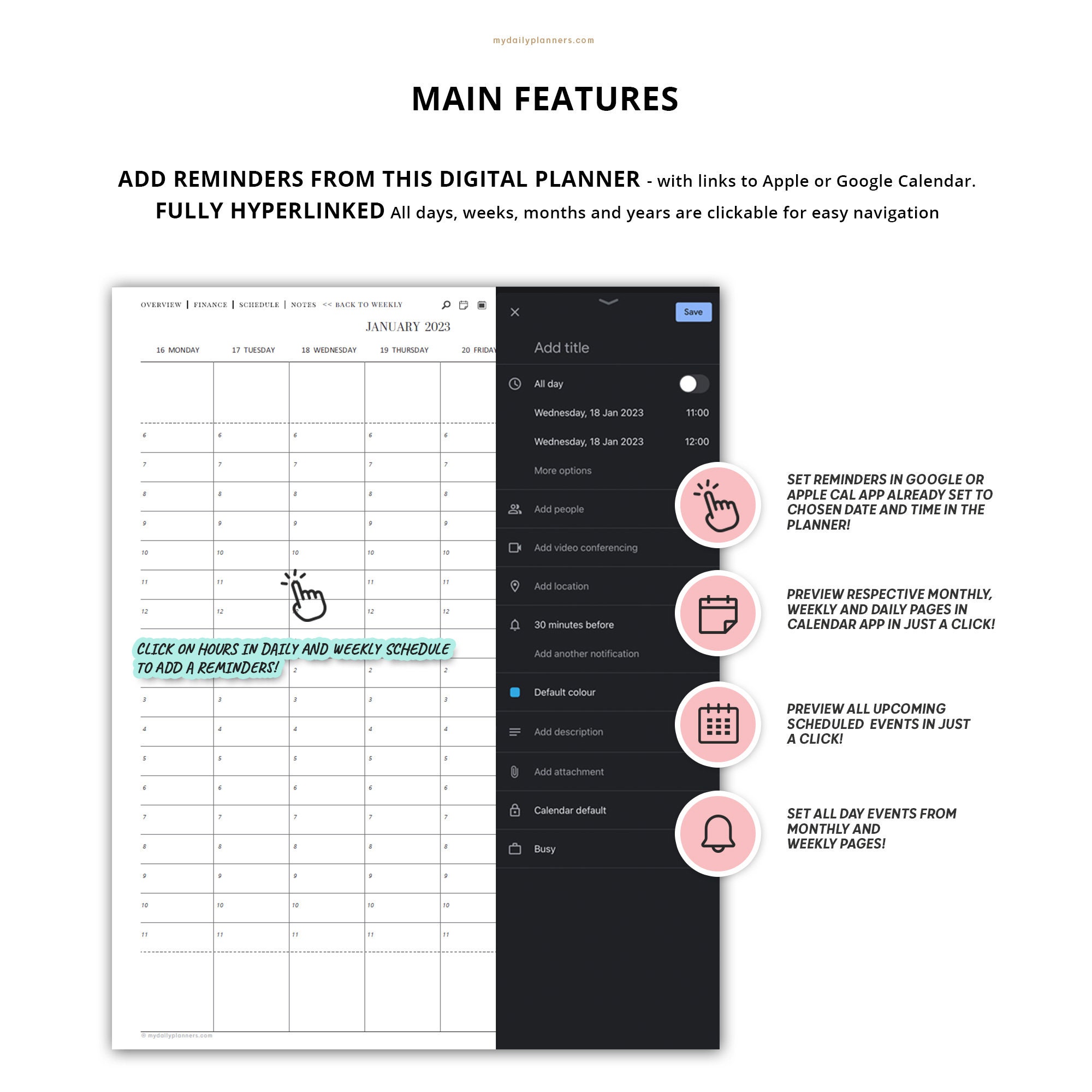 Goodnotes Planner With Links to Apple or Google Calendar - Etsy