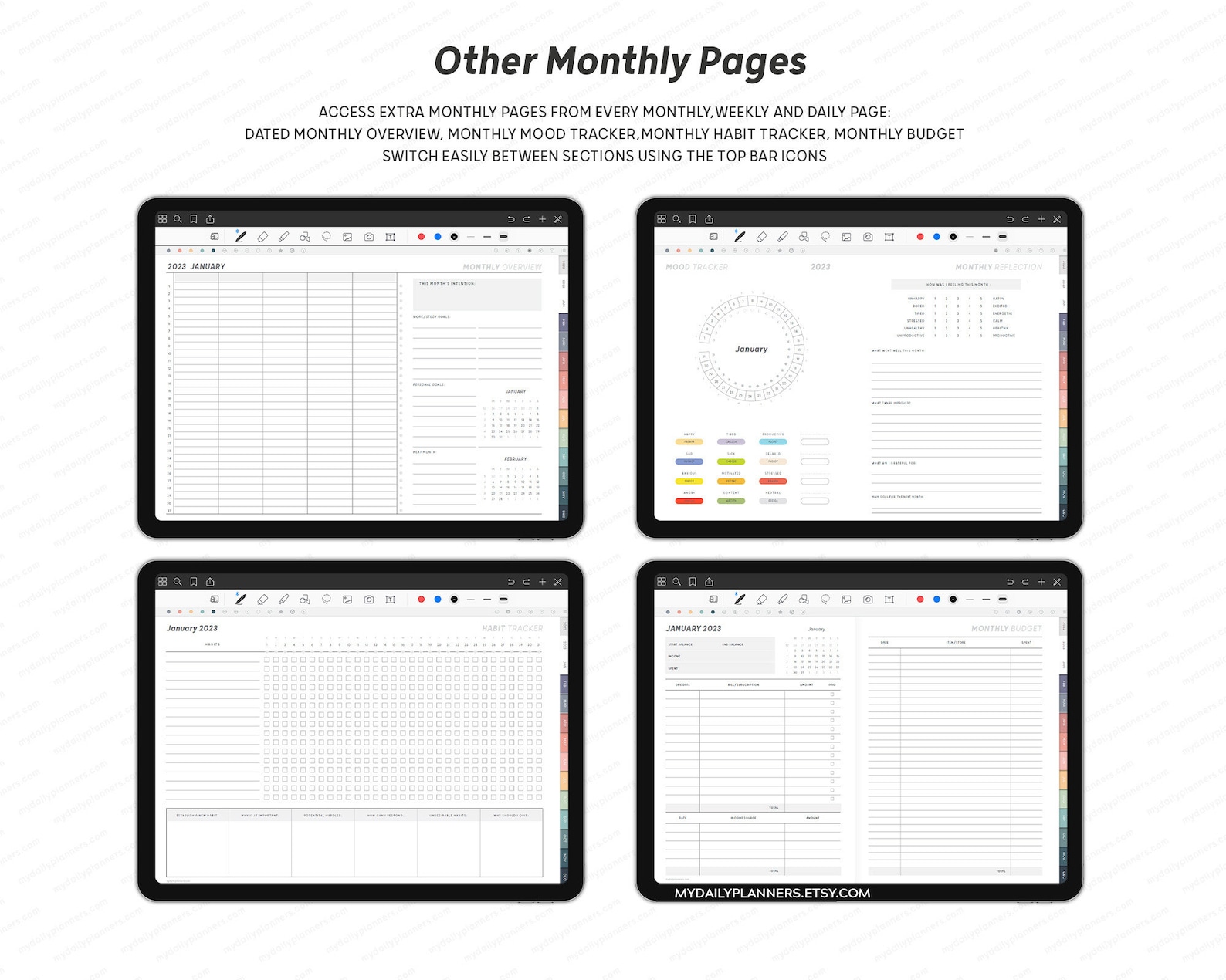 Digital Planner With Reminders Setting Ipad Planner Goodnotes Etsy
