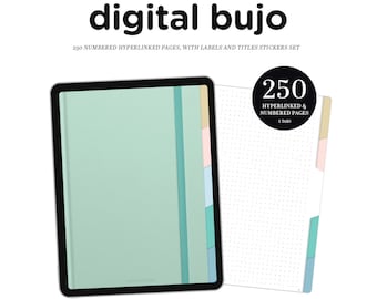 Digital Bujo Notebook 5 Tab Template | GoodNotes DigiBujo Hyperlinked Study Notes Organizer for iPad Portrait