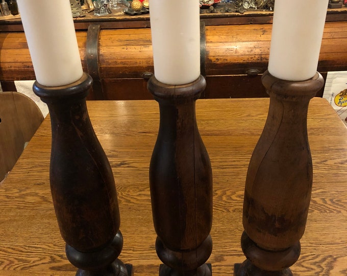 SOLD EACH Authentic Vintage Early 1900/'s Wood Baluster Salvaged From Hyde Park Chicago Mansion Repurposed Into Candlestick StandHolder