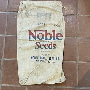 Selection of Vintage 1950&#39;s Noble Brand Seeds Sweet Clover Cloth Seed Bags/Sack - Repurpose Wall Decor or Your Own Carrying Bag