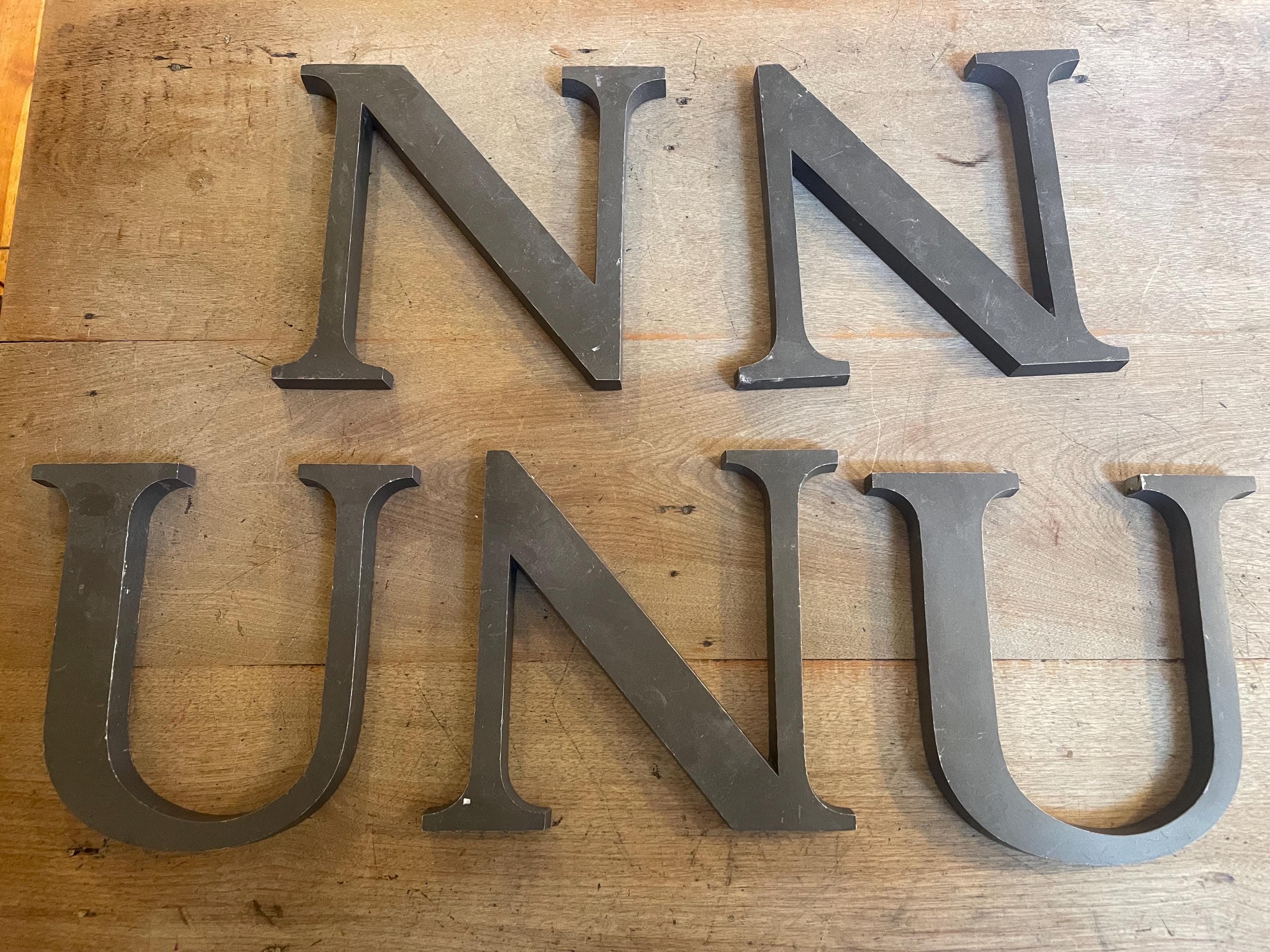 63 - VINTAGE INDUSTRAL SALVAGE ART ORNATE METAL LETTER U, Measures 12