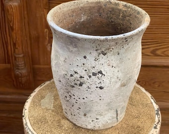 Handmade Terra Cotta Natural Clay Rustic White Finish Taormina Style Planter - European Rustic Look