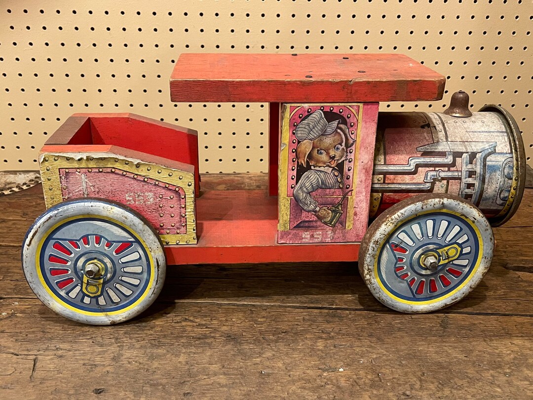 Authentic Vintage 1950's- 1960's Wood & Metal Locomotive Shaped Riding ...