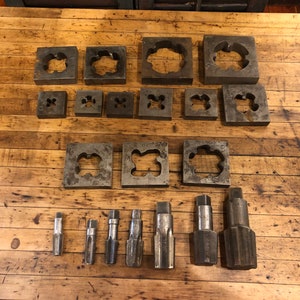 Vintage 1930&#39;s - 1940&#39;s Industrial/Factory Grade Steel and Metal Hand Taps & Dies Set - Left and Right Hand Dies - Left Hand Taps
