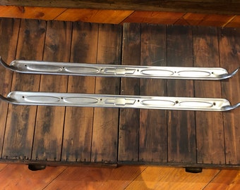 Quantity 2 - Authentic Vintage 1960's' Chevy - Chevrolet Pickup Truck Chrome Step Side Running Board Pieces With Logo - Excellent Condition!
