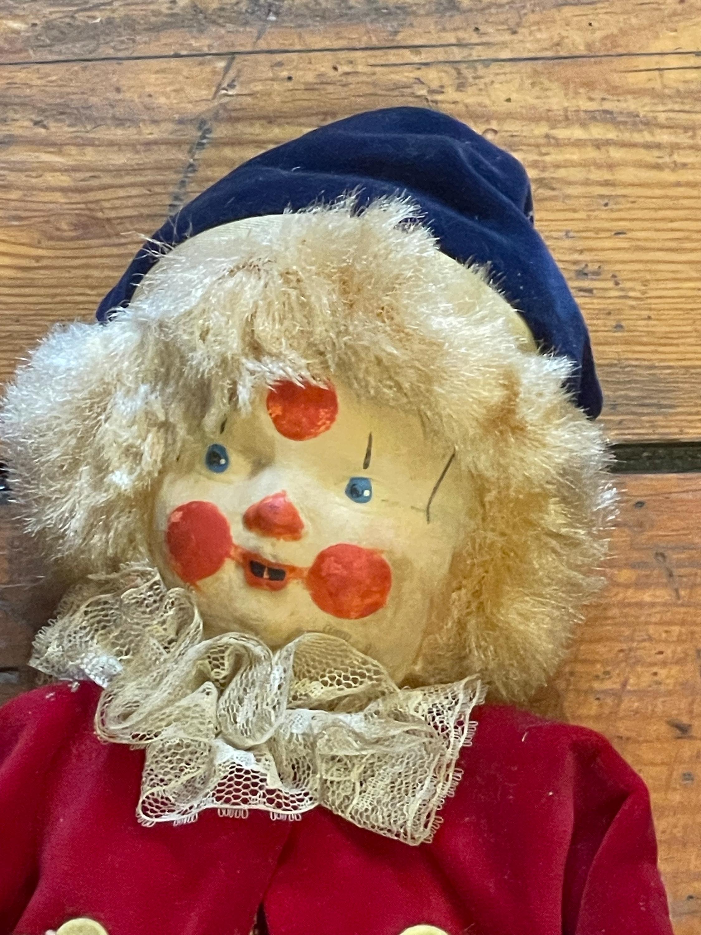 Authentic Vintage 1950's - 1960s Clown Style Character Doll With