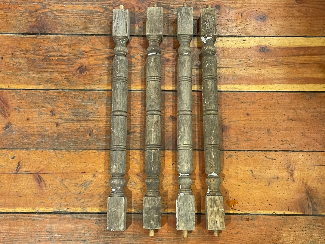 Quantity 4 Authentic Vintage Early 1900's Oak Balusters Stairway Wood ...