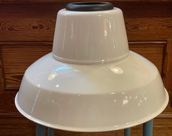 Authentic Vintage 1930’s - 1940’s White Porcelain Enamel Pendant Style Light From Mid-Century Coal & Coke Co. Building Carbondale, Colorado