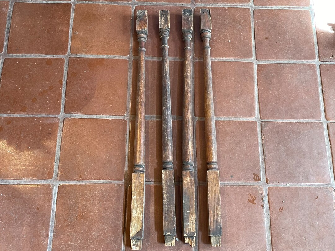 Vintage Oak Wood Balusters - Architectural Salvage, Early 1900s (set of ...