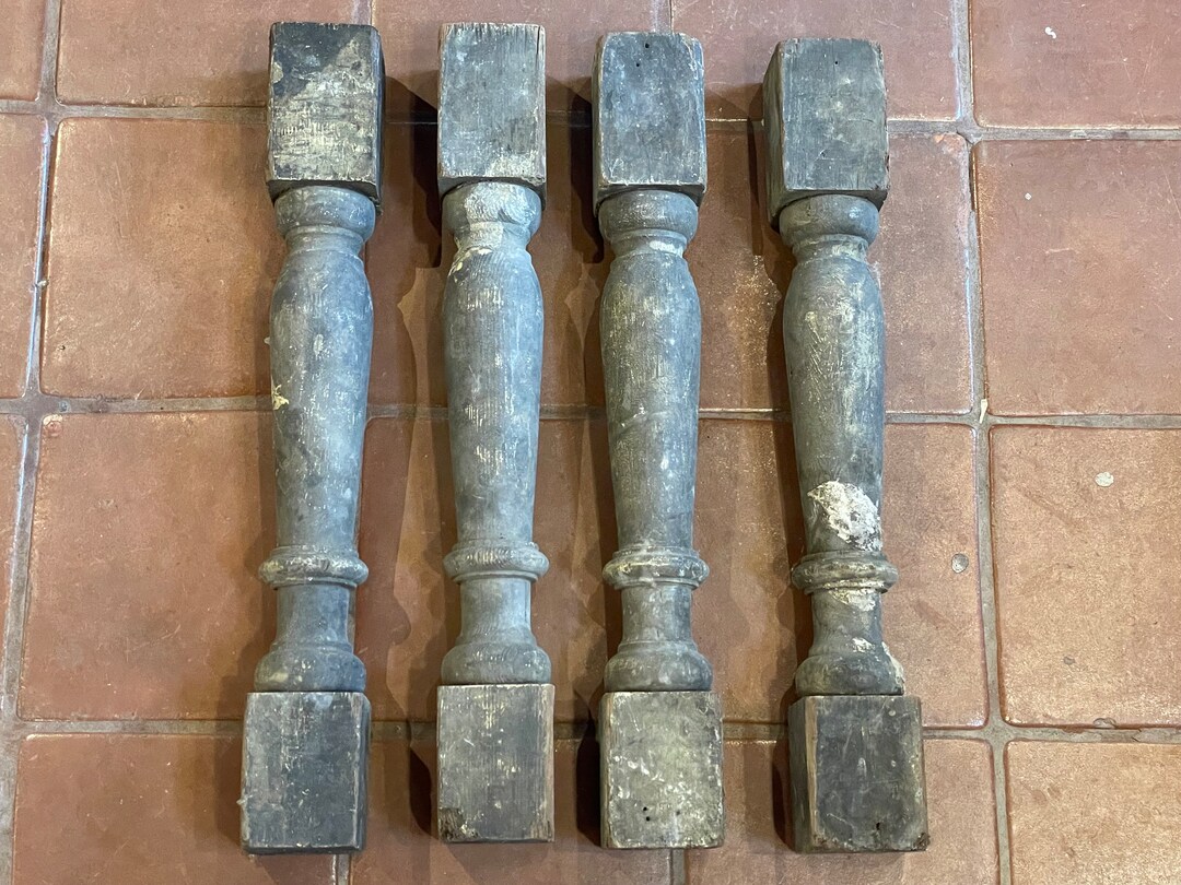 Quantity 4 Authentic Vintage Early 1900's Pine Wood Balusters Stairway ...