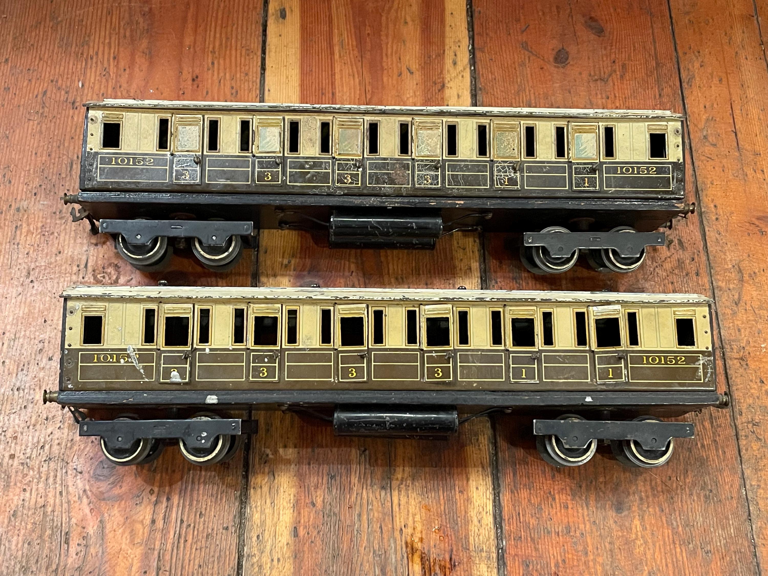 Authentic Vintage Early 1900's Pair Tin Toy Electrified Passenger