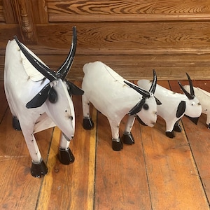 Authentic Handmade Rustic Cutout, Shaped & Welded Recycled Tin/Metal Black and White Goats - Available in 4 Sizes - Awesome Garden Yard Art