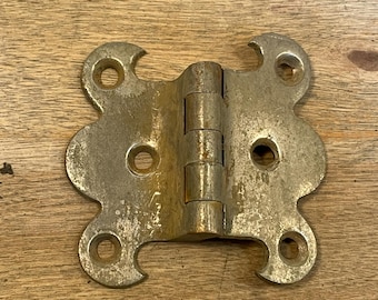 Authentic Early 1900&#39;s Nickel Plated Over Brass Ice Box Hinges - Superb Victorian Styling - Original Patina/Finish!