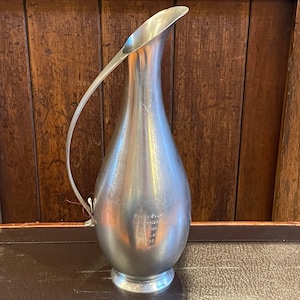 Vintage 1960&#39;s Pewter Trophy In Shape of Pitcher With Handle - Engraved: Pacific Coast Champions Sunfish Bear Lake 1968 1st - Metawa Holland