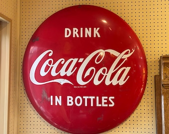 Coca-Cola ボタンサイン　ホーロー看板 Vintage Coca-cola Button Sign, Round Wall Hanging - Etsy