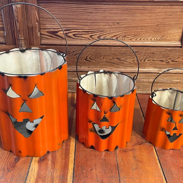 Metal Pumpkin Bucket Etsy