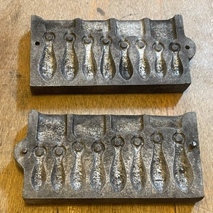 Antique Sinker Molds Authentic Vintage 1920's 1930's Metal Mold