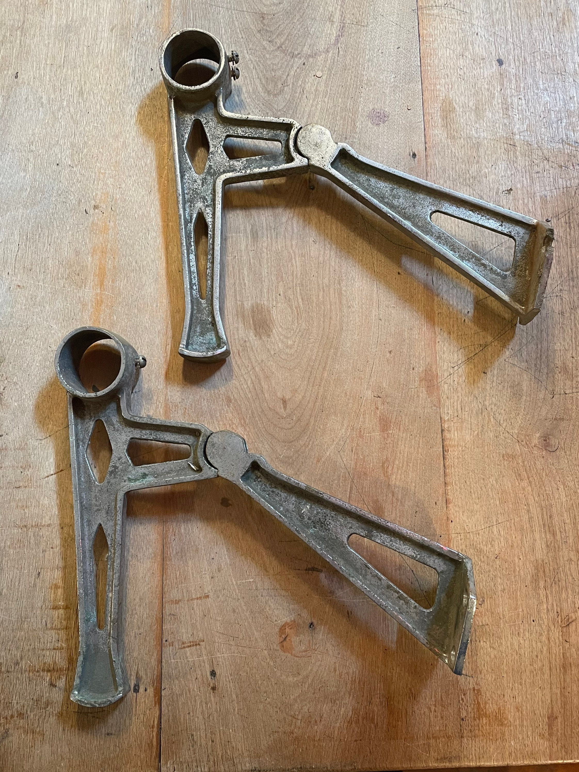 Quantity 2 ~ Authentic Early 1900's Art Deco Style Nickel Plated Forged ...