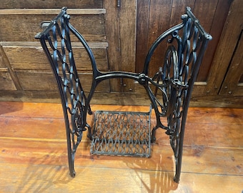 Vintage Early 1900's Singer Treadle Sewing Machine Cast Iron Stand Original Black Paint - Fully Functional - Repurpose as Table Base!