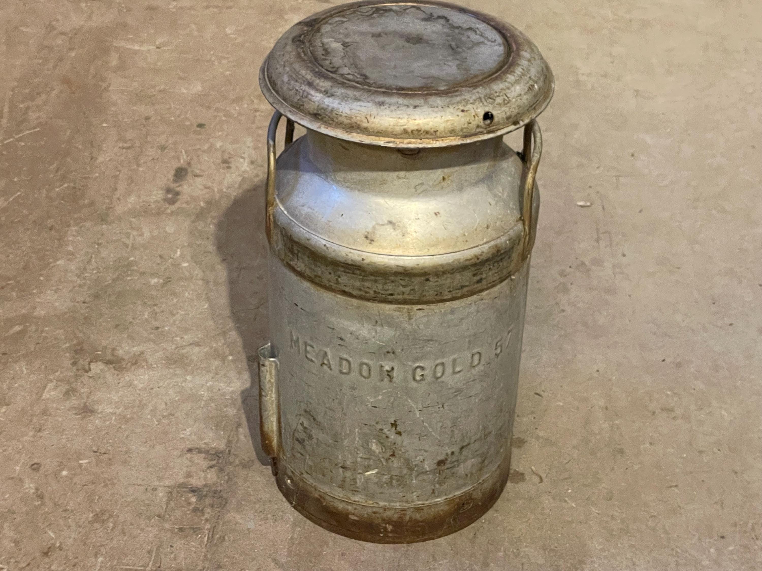 Authentic Vintage 1957 Meadow Gold Cream/milk/dairy Can With Lid