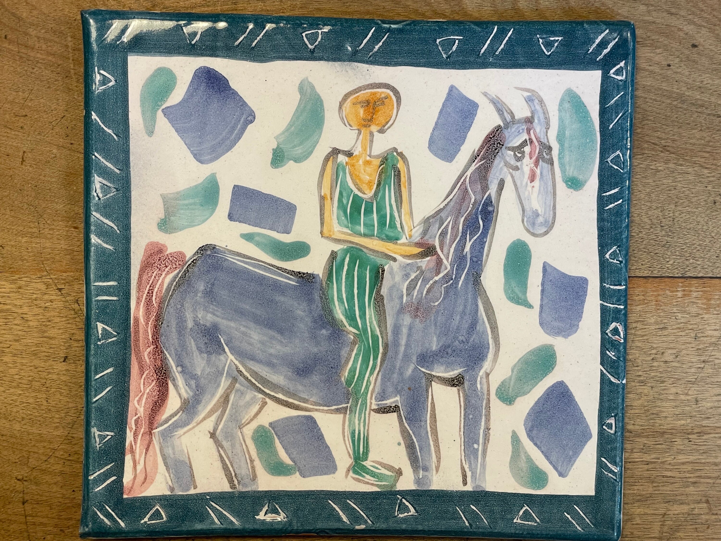 Authentic Vintage 1992 Signed Cami Lien Ceramic Tile With 